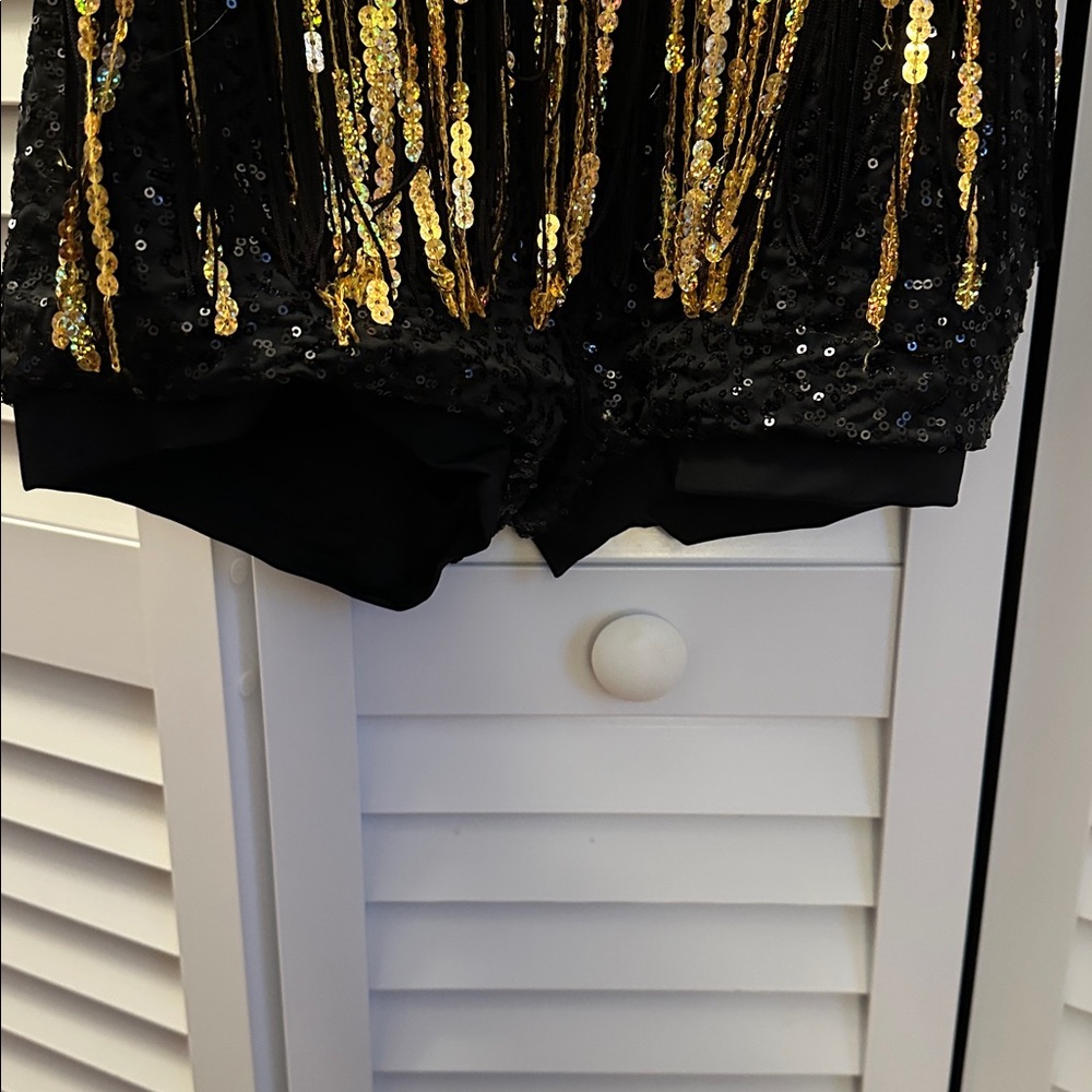 Weissman Black And Gold Sequin Dance Costume - image 7